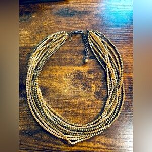 Multi-strand Bronze Tone Metallic Bead Necklace by Chico's